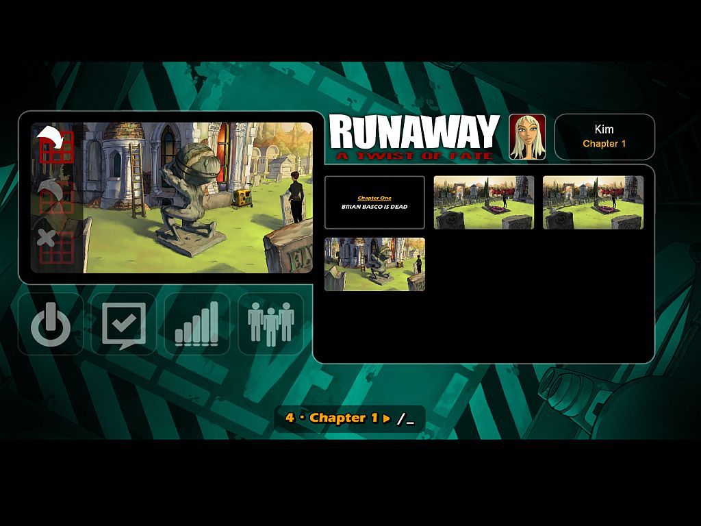 Runaway: A Twist of Fate (Windows) screenshot: Save and Options Screen