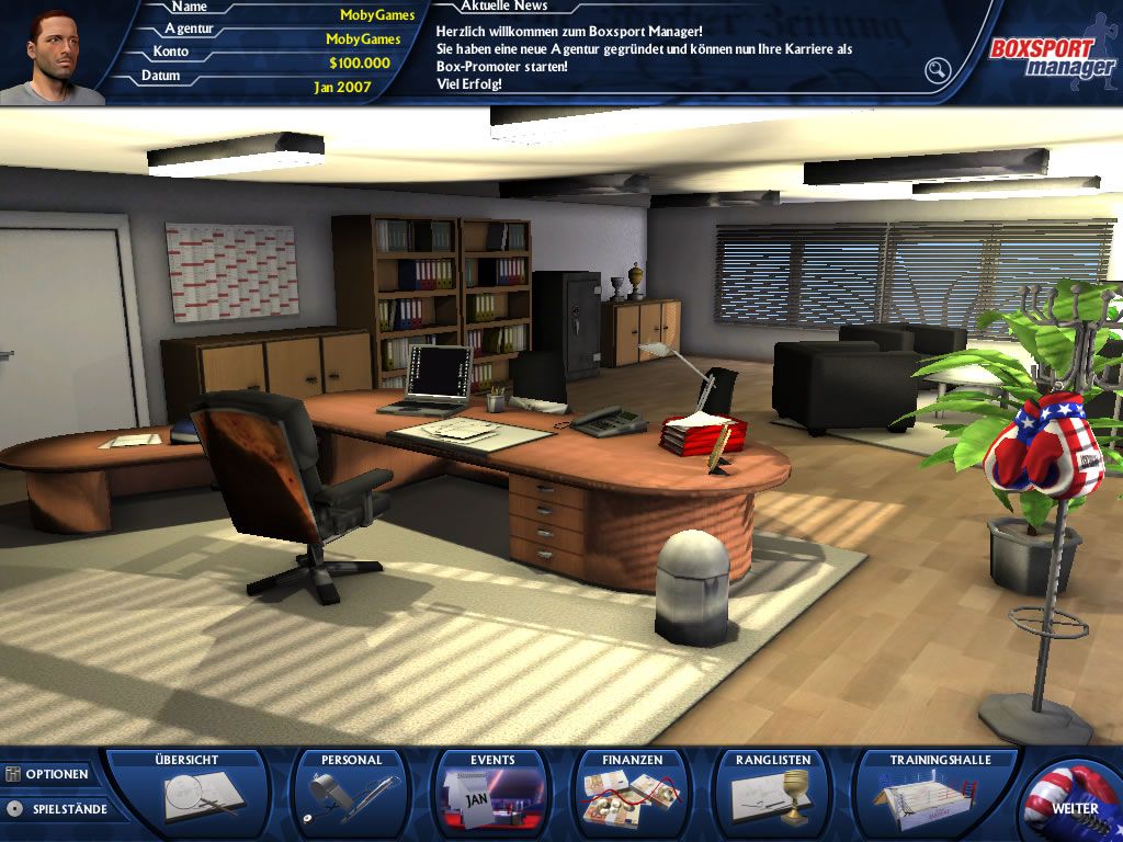 Boxing Manager (Windows) screenshot: The office (demo version)