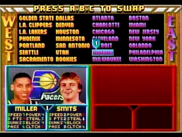 NBA Jam Tournament Edition (SEGA Saturn) screenshot: Team selection, ah when Reggie was still playing