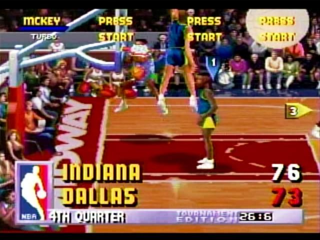 NBA Jam Tournament Edition (SEGA Saturn) screenshot: D-Fence!