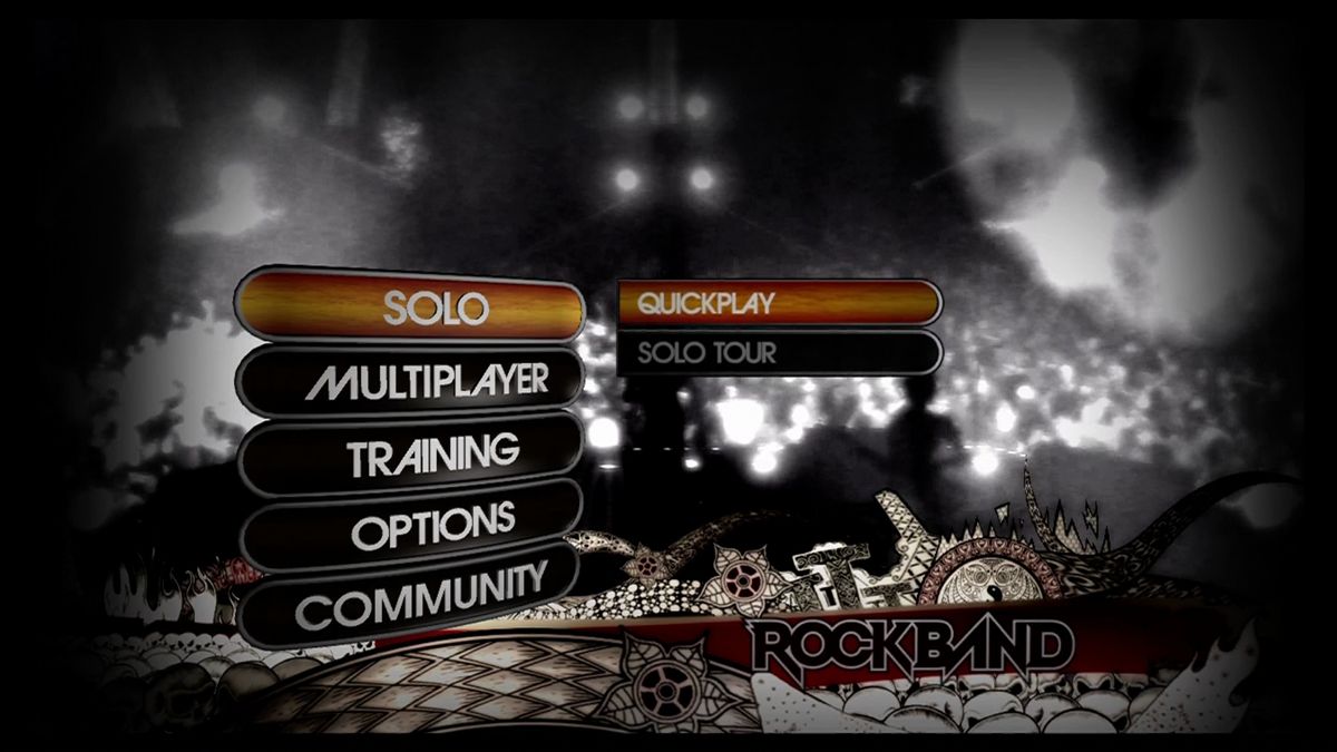 Rock Band (Xbox 360) screenshot: Main menu