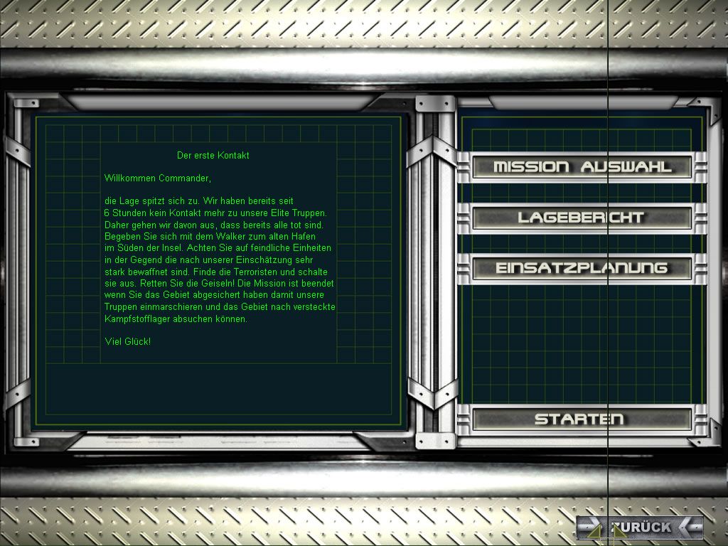 Steel Walker (Windows) screenshot: Mission briefing (demo version)