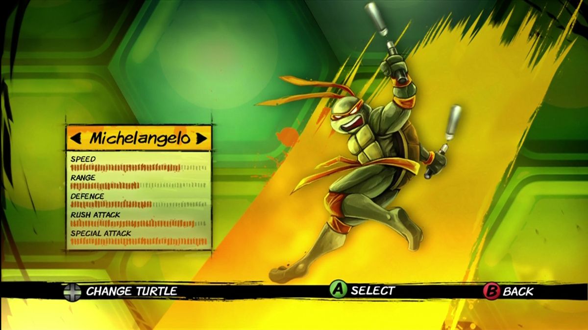 Teenage Mutant Ninja Turtles: Turtles in Time Re-Shelled (Xbox 360) screenshot: Each Turtle has varying skills.