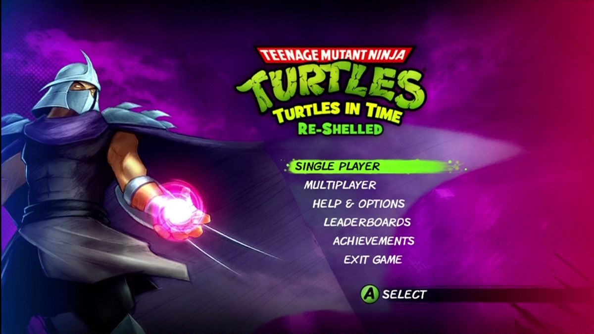 Teenage Mutant Ninja Turtles: Turtles in Time Re-Shelled (Xbox 360) screenshot: Main menu