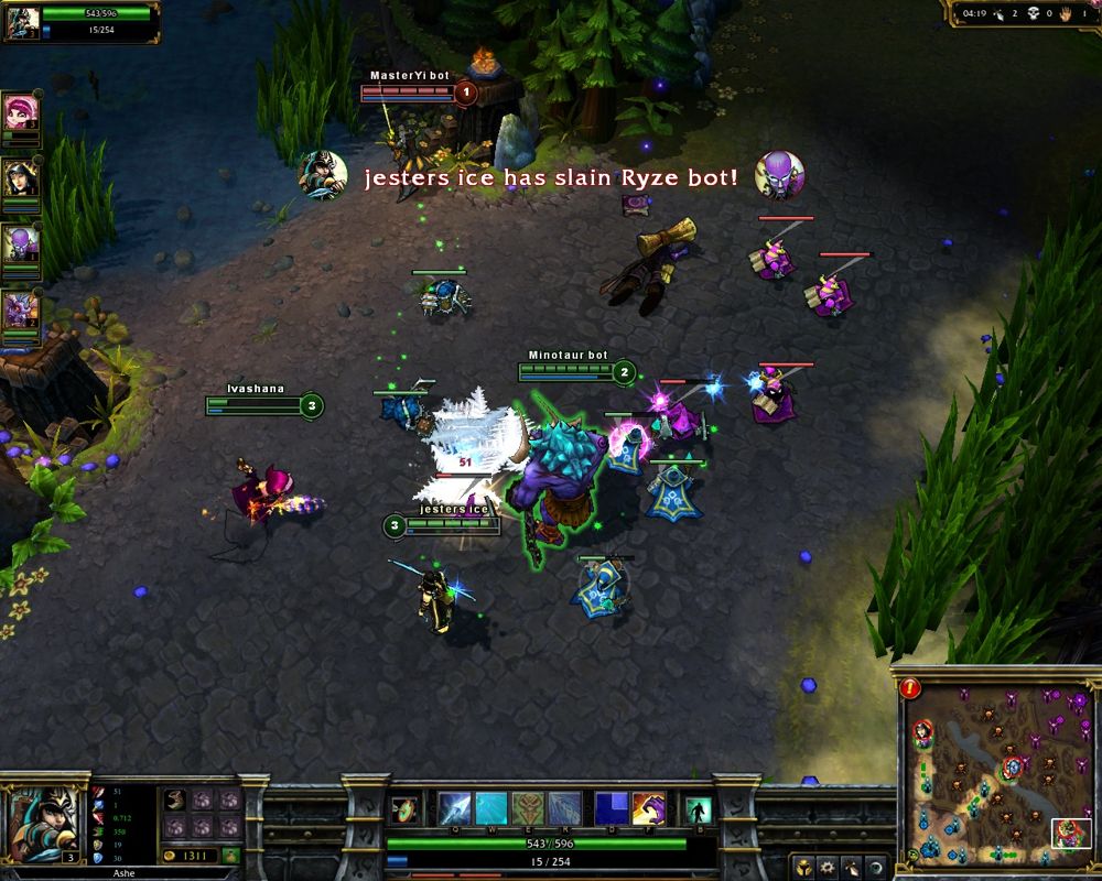 League of Legends (Windows) screenshot: My comrad jesters.ice slayed a bot.