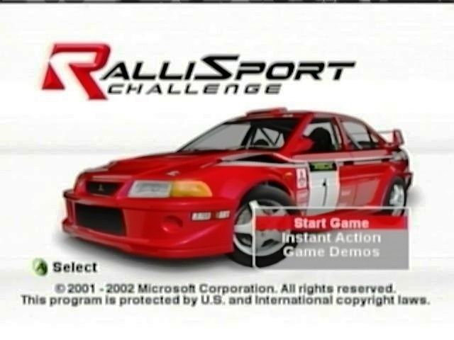 RalliSport Challenge (Xbox) screenshot: Main Menu