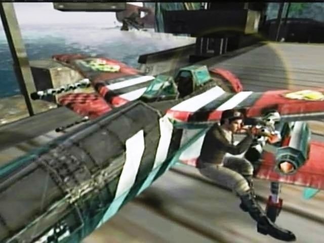 Crimson Skies: High Road to Revenge (Xbox) screenshot: Hop out an man the gun