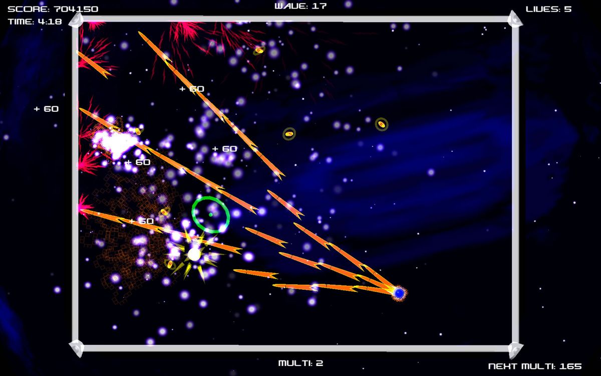 Bullet Candy Perfect (Windows) screenshot: A yellow power-up appears.