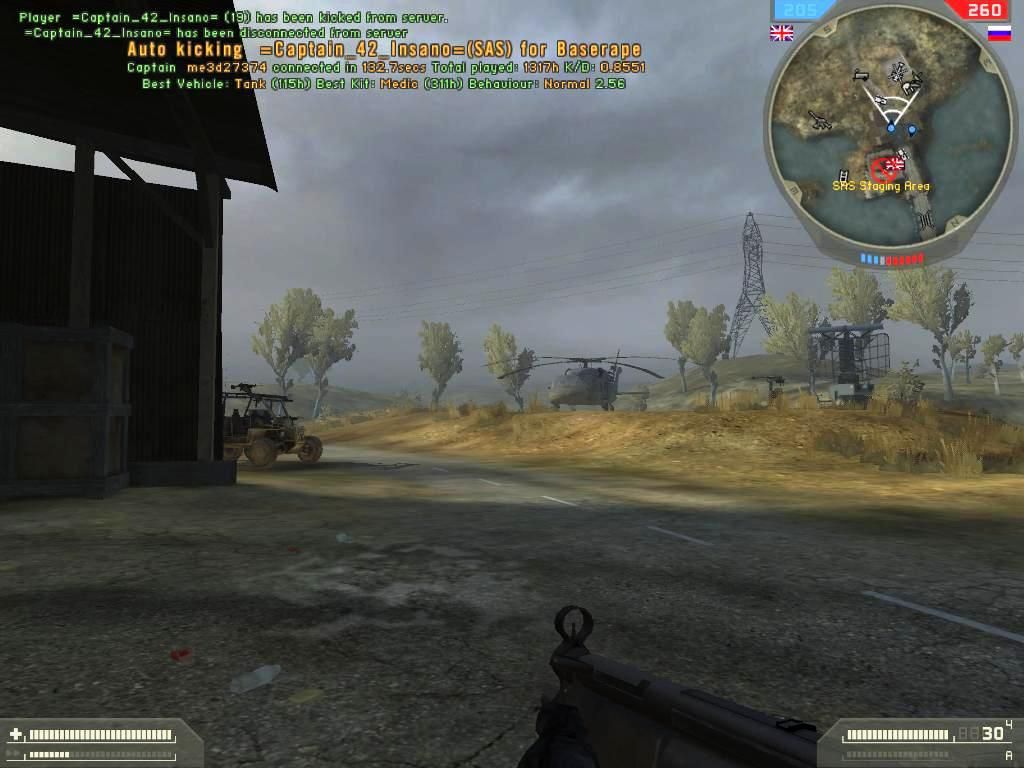 Battlefield 2: Special Forces (Windows) screenshot: Ghost Town-SAS spawn point running for Black Hawk chopper