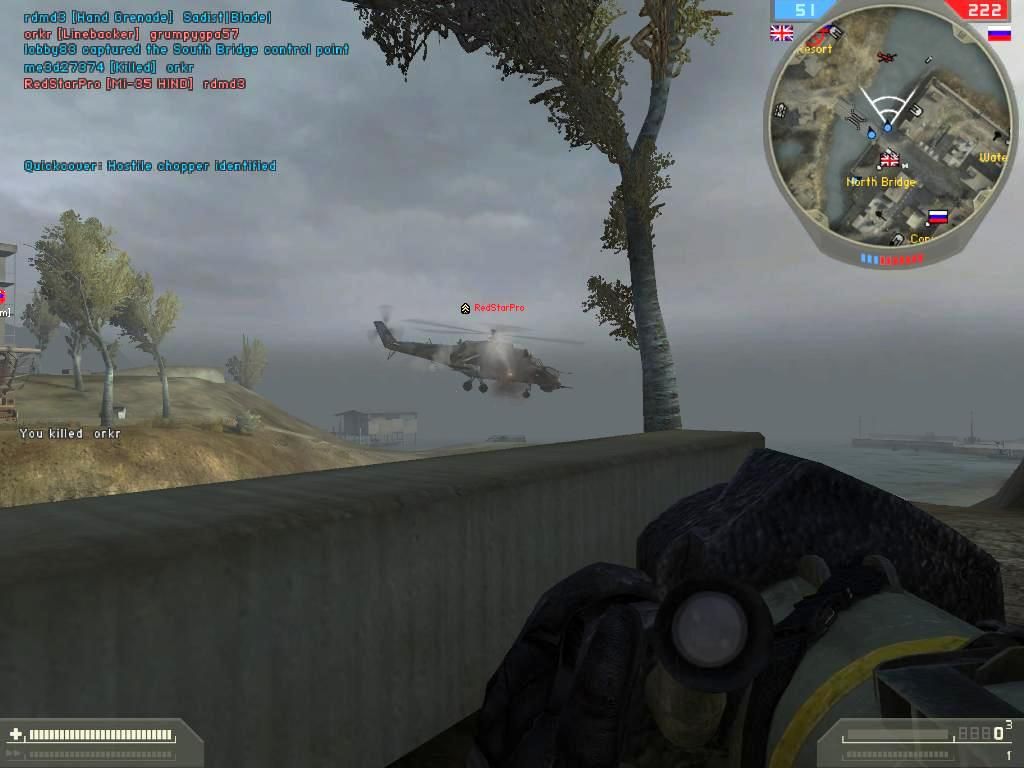 Battlefield 2: Special Forces (Windows) screenshot: Ghost Town-Reload SRAW and attack the HIND