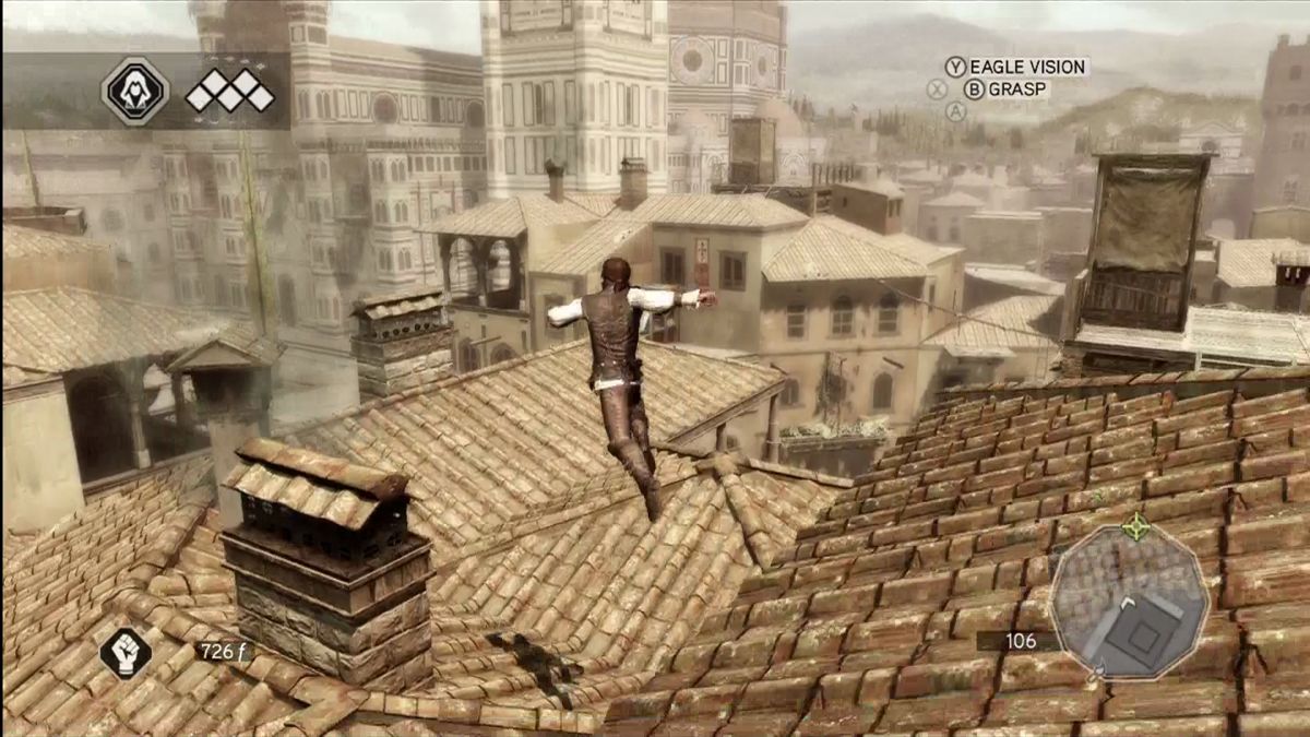 Assassin's Creed II (Xbox 360) screenshot: The rooftops are still your friends.