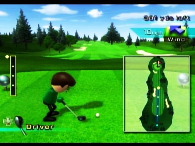 Wii Sports (Wii) screenshot: First hole ready with driver