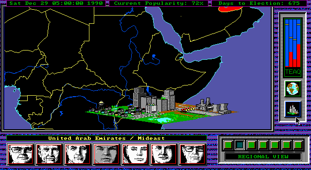 Shadow President (DOS) screenshot: Country presentation