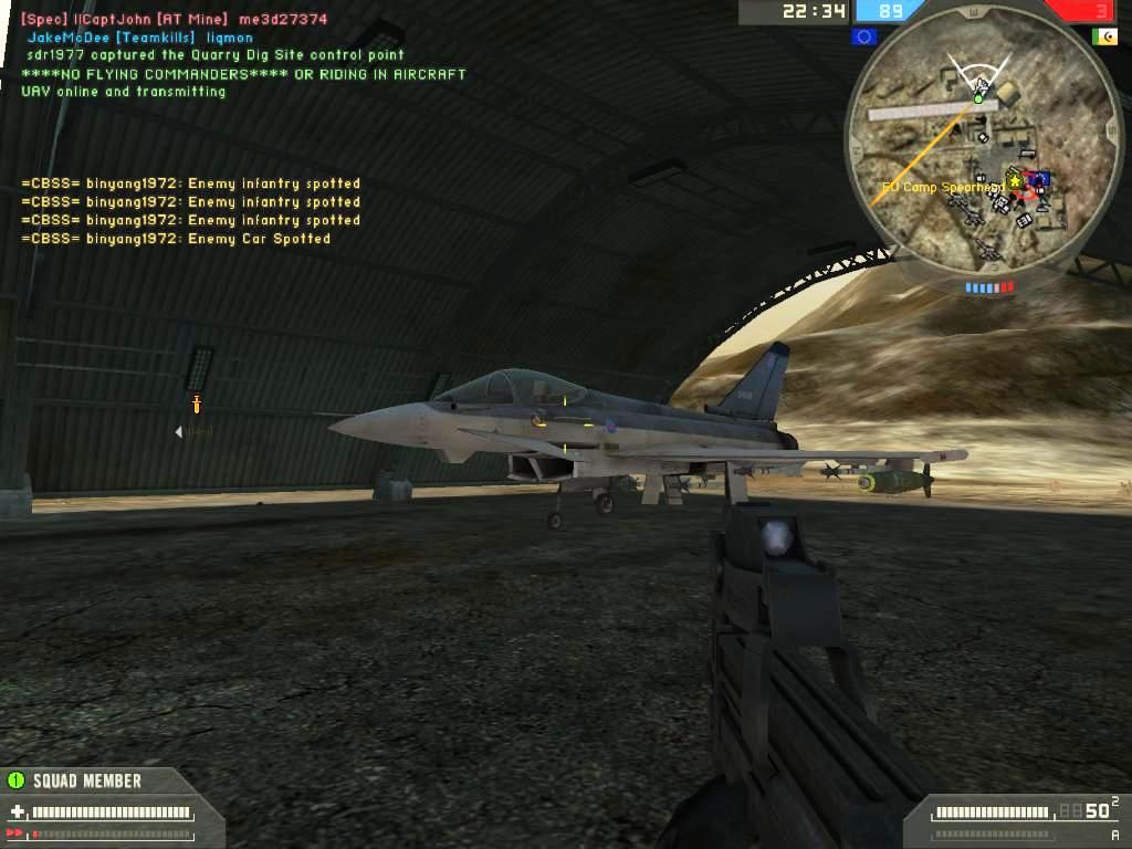 Battlefield 2: Booster Pack - Euro Force (Windows) screenshot: TarabaQuarry-At the EU base taking the EuroFighter Typhoon T1