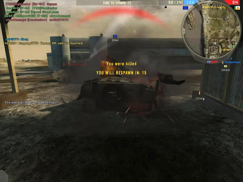 Battlefield 2: Booster Pack - Euro Force (Windows) screenshot: TarabaQuarry-Enemy Linebacker Anti-Air enters flag point destroys my Linebacker