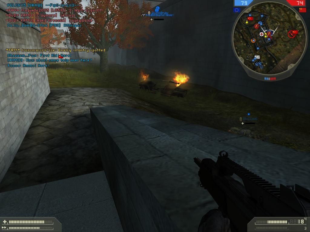 Battlefield 2: Booster Pack - Euro Force (Windows) screenshot: GreatWall-Running to help roadkilled teammate