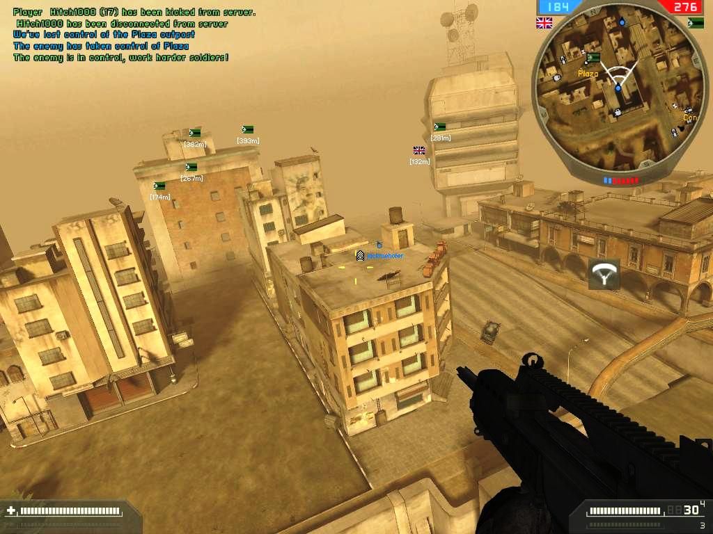 Battlefield 2: Special Forces (Windows) screenshot: Warlord-Guide your flight to a multi-story building