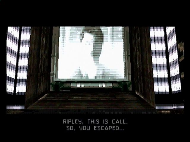 Alien: Resurrection (PlayStation) screenshot: Comm stations act as the level end, and set up the next character's goals.
