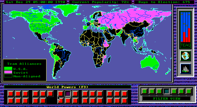 Shadow President (DOS) screenshot: Team Alliances