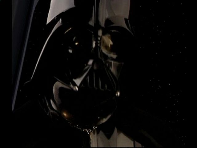 Star Wars: Rebel Assault II - The Hidden Empire (PlayStation) screenshot: James Earl Jones voices Vader in the cutscenes.