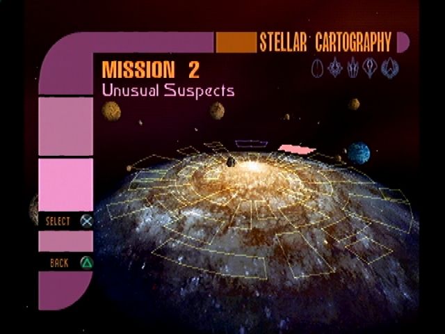 Star Trek: Invasion (PlayStation) screenshot: Mission select screen