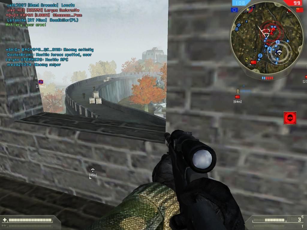 Battlefield 2: Booster Pack - Euro Force (Windows) screenshot: GreatWall-PLA found my position and are closing