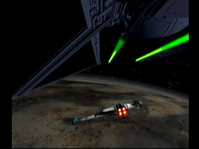Star Wars: Rebel Assault II - The Hidden Empire (PlayStation) screenshot: The game's new TIE fighters attack.