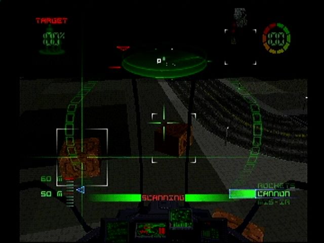 G-Police (PlayStation) screenshot: Scanning crates for contraband.