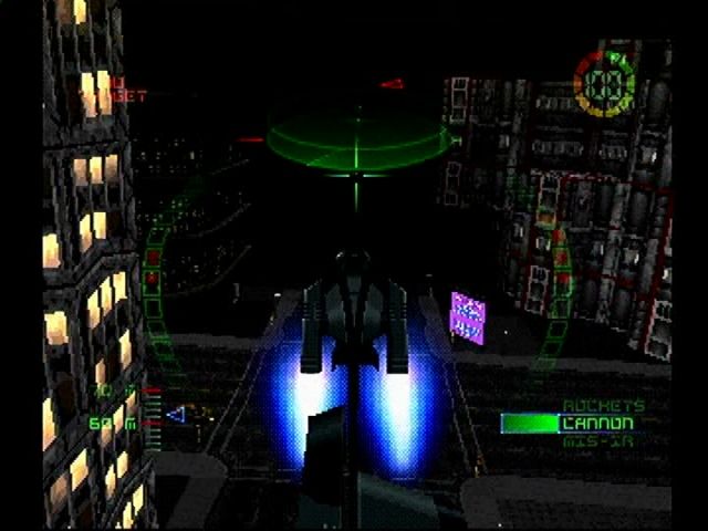 G-Police (PlayStation) screenshot: Using the follow camera setting.