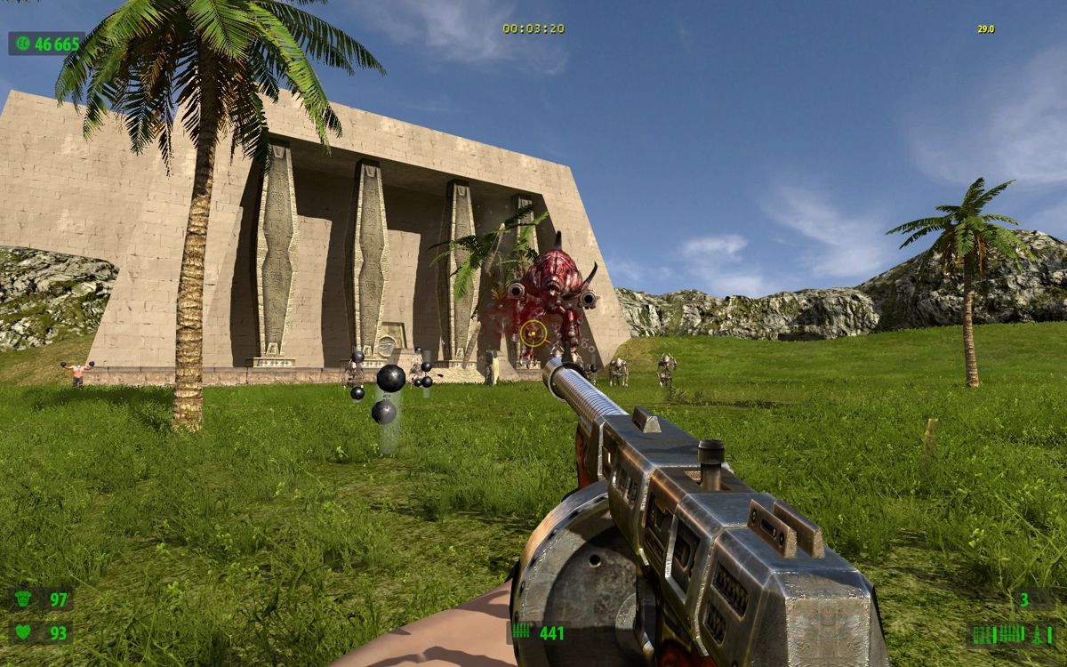 Serious Sam HD: The First Encounter (Windows) screenshot: What a nice green field in the middle of nowhere