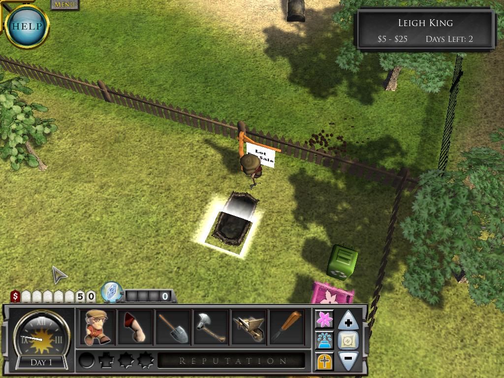 Mr. Jones' Graveyard Shift (Windows) screenshot: Digging the grave.