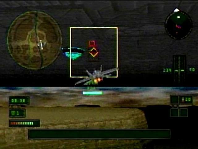 Independence Day (SEGA Saturn) screenshot: Attacking first of four generators - locking weapons