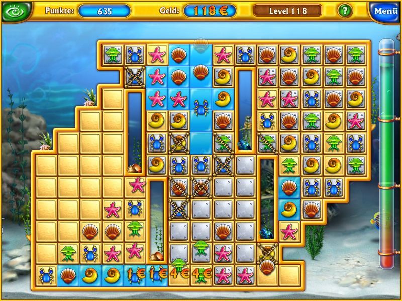 Fishdom (Windows) screenshot: Falling down, all tiles are falling down