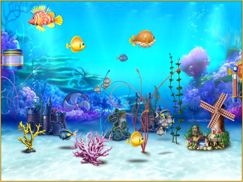 Fishdom (Windows) screenshot: Viewing the Coral Reef set.