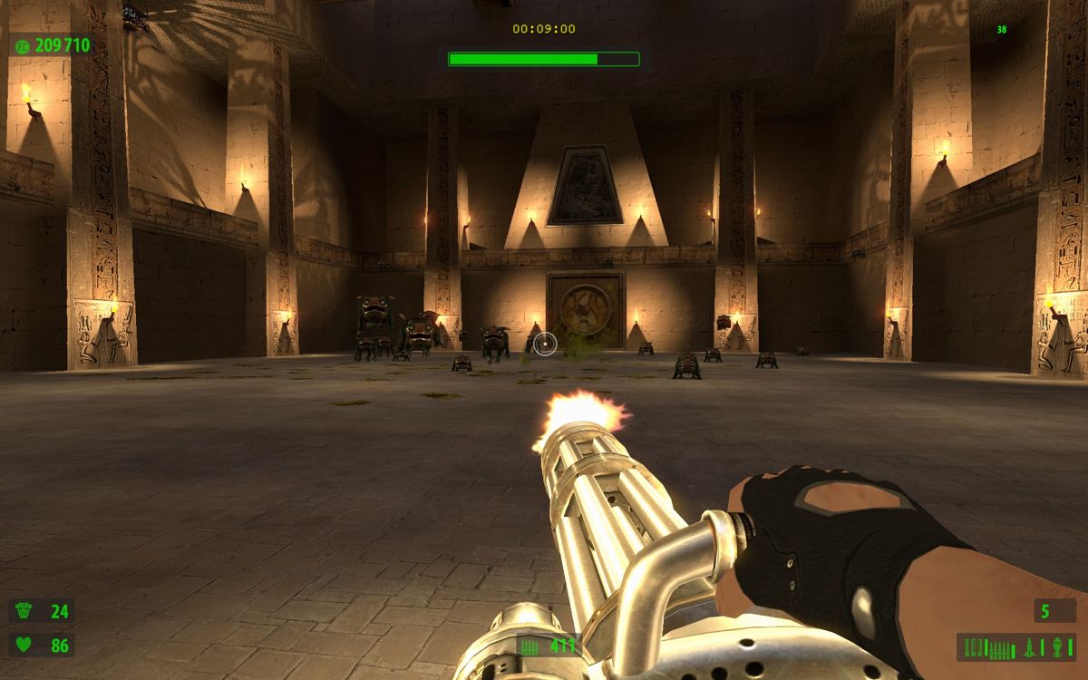 Serious Sam HD: The First Encounter (Windows) screenshot: Fighting a special kind of boss battle - I hate those toads.