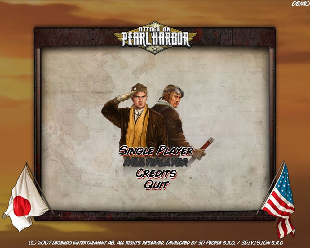 Attack on Pearl Harbor (Windows) screenshot: Main menu (demo version)