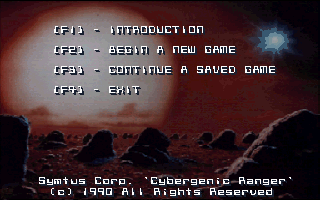 CyberGenic Ranger: Secret of the Seventh Planet (DOS) screenshot: Main Menu
