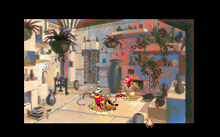 Quest for Glory III: Wages of War (DOS) screenshot: You can smoke some weed with Salim, just don't do it too much. ;)