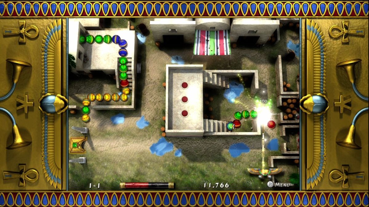 Luxor 2 (Xbox 360) screenshot: Xbox Arcade exclusive mode. Simply shoot the balls as they roll.