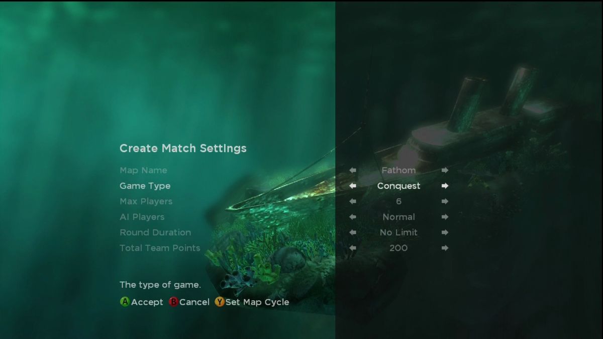 Undertow (Xbox 360) screenshot: Setting up a game.