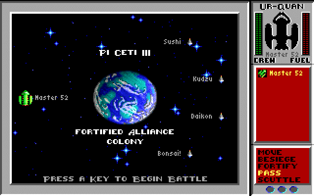 Star Control (DOS) screenshot: Let's get ready to rumble! (MCGA/VGA)