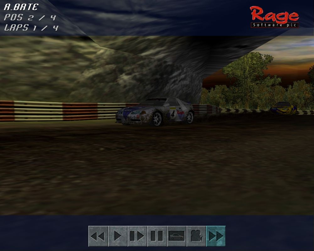 Rage Rally (Windows) screenshot: Watching the race replay