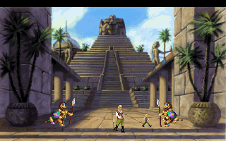 Quest for Glory III: Wages of War (DOS) screenshot: Tarna entrance - it's a good idea to talk to day and night guards and learn more about recent history of Tarna.