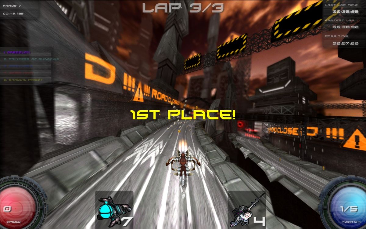 Pyroblazer (Windows) screenshot: Race over with first place