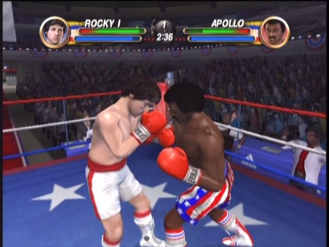 Rocky (Xbox) screenshot: First fight with Apollo Creed.