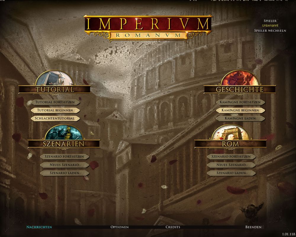 Imperium Romanum (Windows) screenshot: Main menu (demo version)