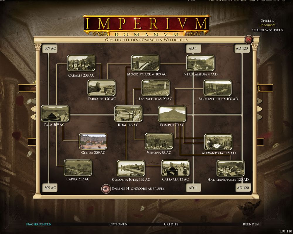 Imperium Romanum (Windows) screenshot: Overview of the campaign (demo version)