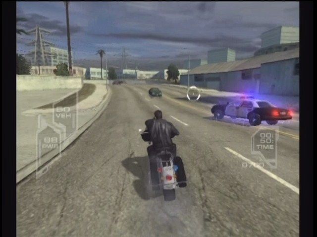 Terminator 3: The Redemption (Xbox) screenshot: In the present, chasing after the T-X's tow truck.