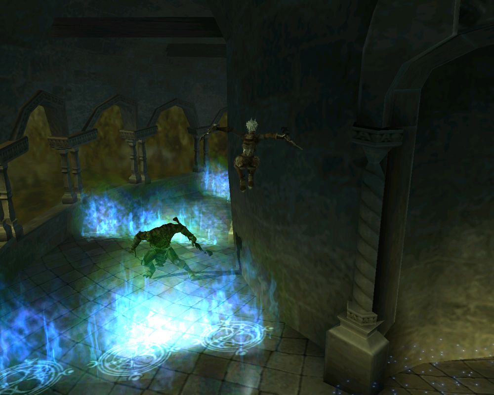 Forgotten Realms: Demon Stone (Windows) screenshot: Zhai can earn a jumping ability crucial to skip certain obstacles...