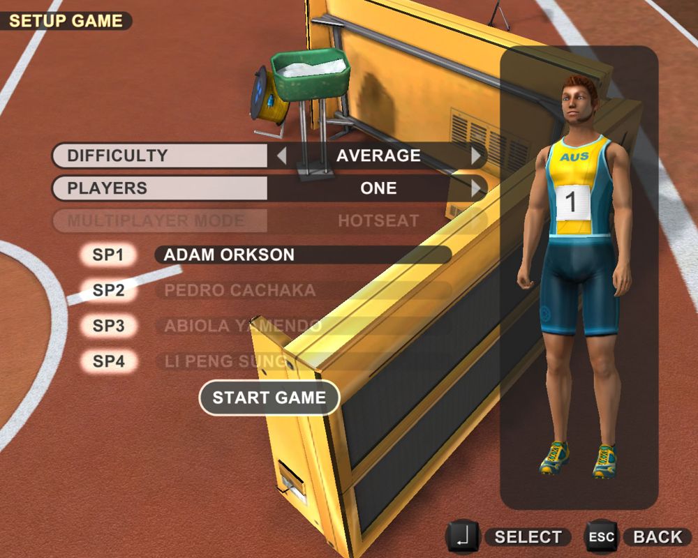 Summer Athletics: The Ultimate Challenge (Windows) screenshot: The player has a few basic options to customize his athlete (demo version)